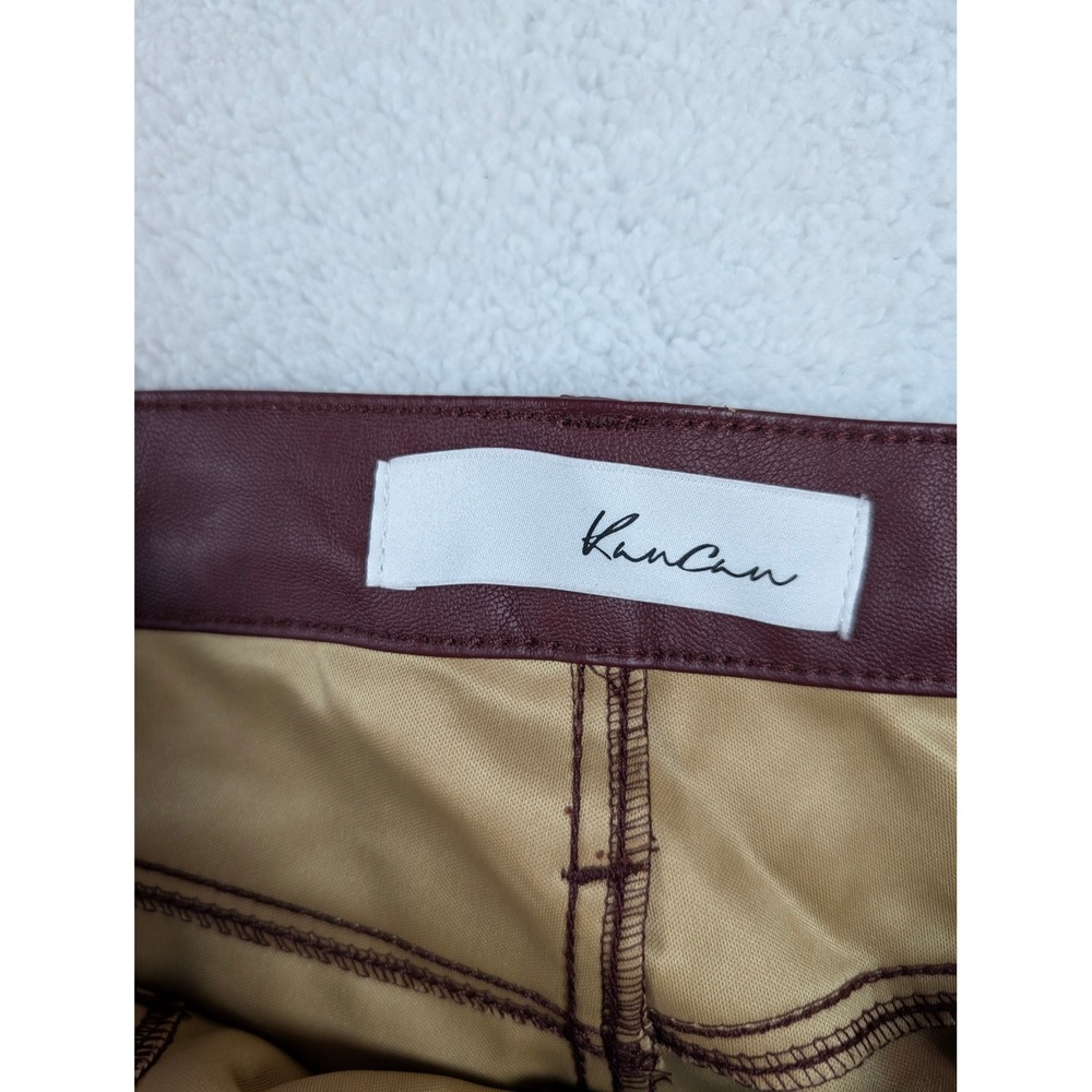 KanCan High Rise Faux Leather Skinny Pants Burgundy Ankle Zip KC7328MA Size 7/27 - Picture 10 of 13